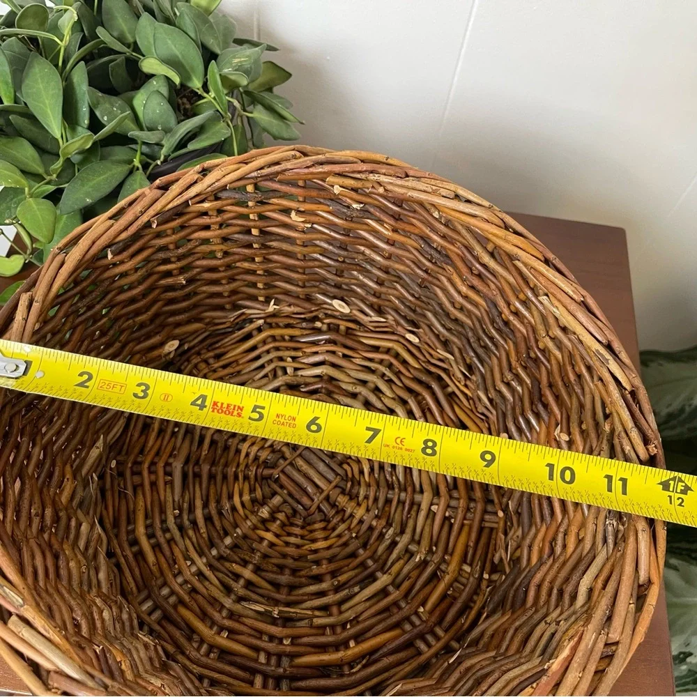 Vintage Rustic Brown Woven Sturdy Plant /‎ Fruit Basket storage Boho Granny